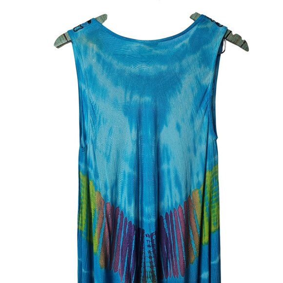 Vintage Advance Apparels Tie Dye Embroider Stitch Assymetrical Hem Dress OSFM - Picture 6 of 9